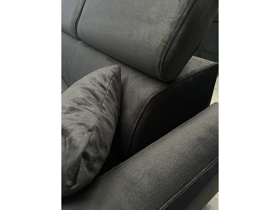 Emporius Braga narożnik z funkcją spania - pojemnik, regulowane zagłówki - sofa rozkładana, lewostronny, tkanina aksamitna, beżowy (Monolith 02)