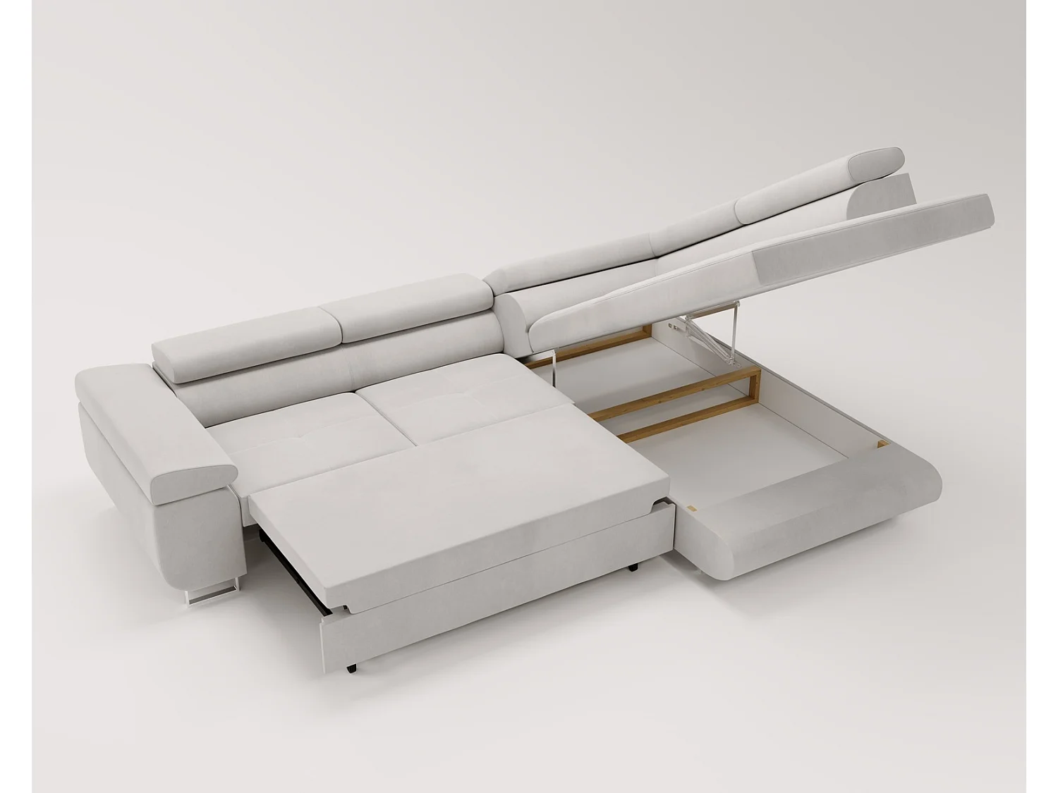 Emporius Sorlo Rechts Ecksofa mit Schlaffunktion - Eckcouch mit Bettkasten, Sofa L-Form Schwarz (Amor Velvet 4322)