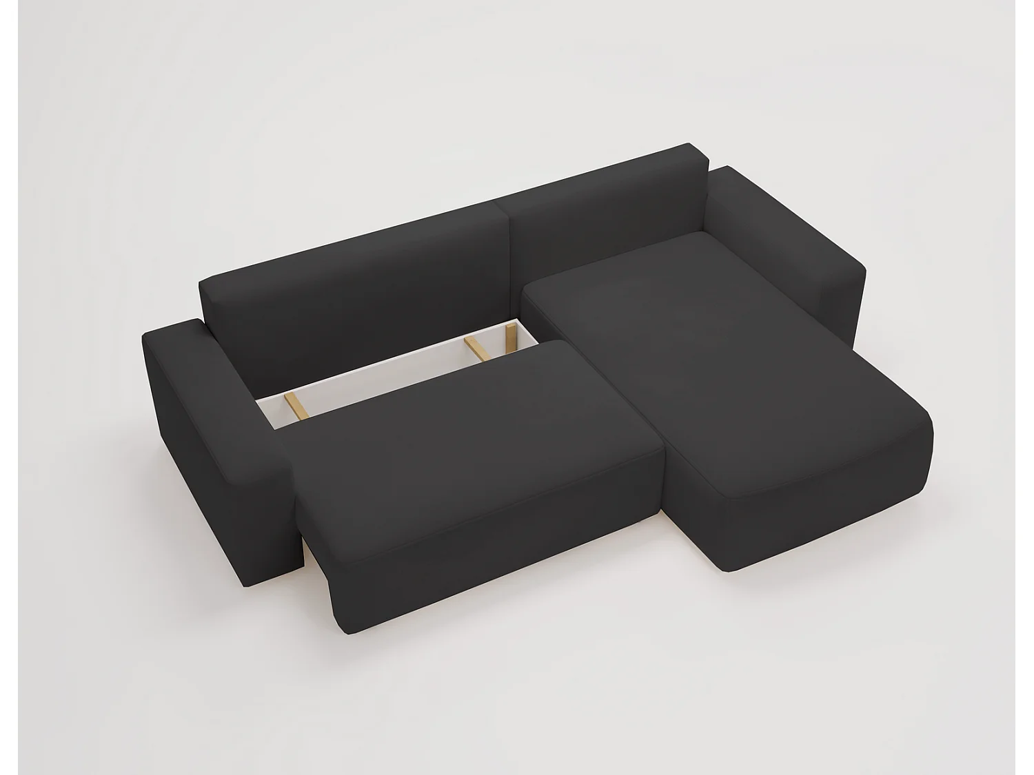 Emporius Aldo L Droit Canapé d'angle Convertible avec Coffre de Rangement - Canapé 3 Places 250x165 cm, Canapé Lit Noir (Komodo 23)