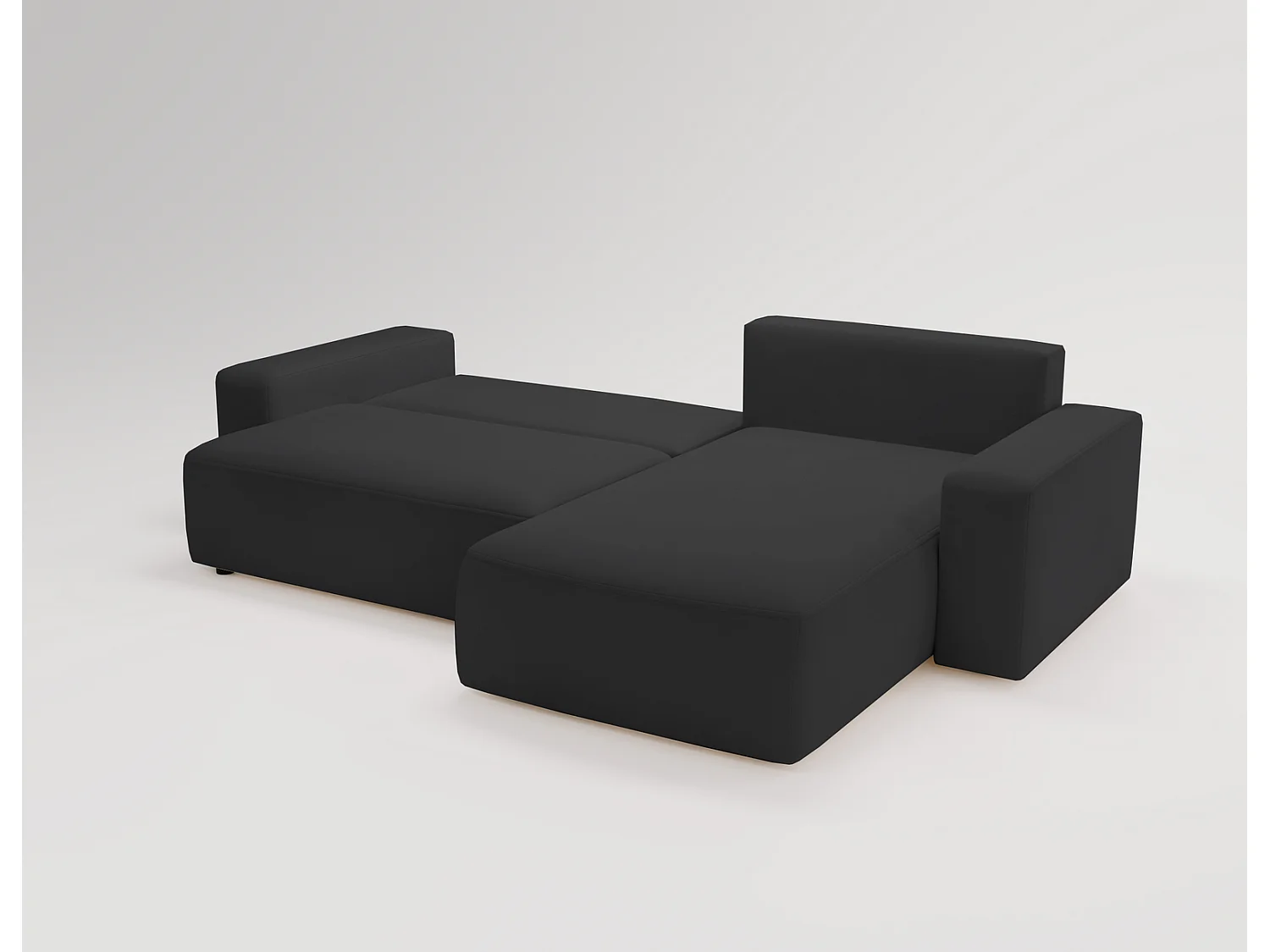 Emporius Aldo L Droit Canapé d'angle Convertible avec Coffre de Rangement - Canapé 3 Places 250x165 cm, Canapé Lit Noir (Komodo 23)