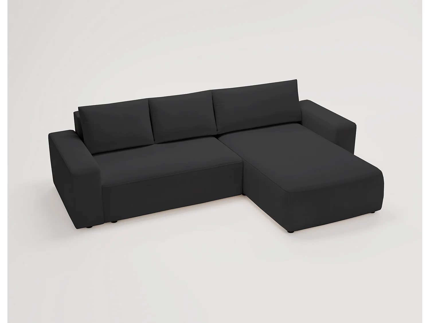 Emporius Aldo L rechts Hoekbank met slaapfunctie en bedlade, Sofa 250x165 cm - woonkamerbank zwart (Komodo 23)