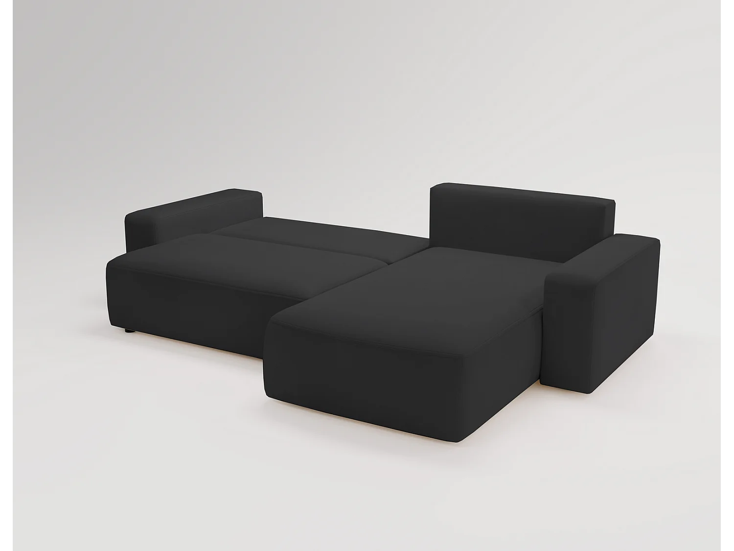 Emporius Aldo L rechts Hoekbank met slaapfunctie en bedlade, Sofa 250x165 cm - woonkamerbank zwart (Komodo 23)