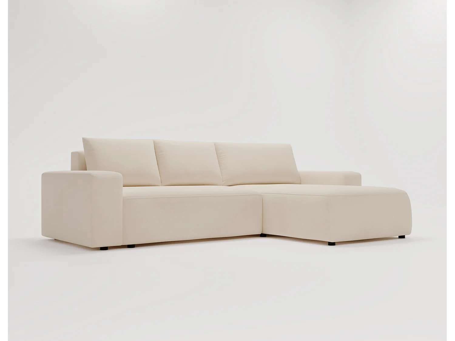 Emporius Aldo L rechts Hoekbank met slaapfunctie en bedlade, Sofa 250x165 cm - woonkamerbank beige (Komodo 11)