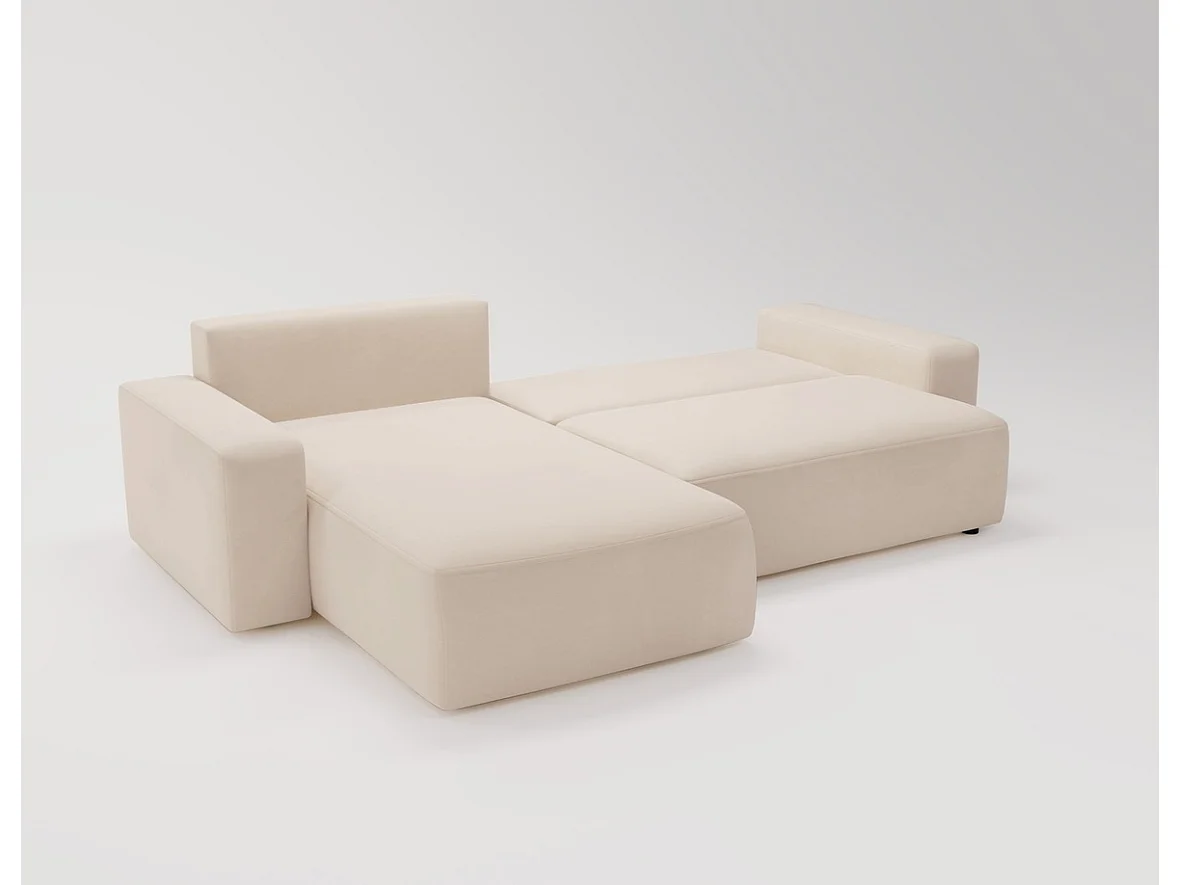 Emporius Aldo L Gauche Canapé d'angle Convertible avec Coffre de Rangement - Canapé 3 Places 250x165 cm, Canapé Lit Beige (Komodo 11)