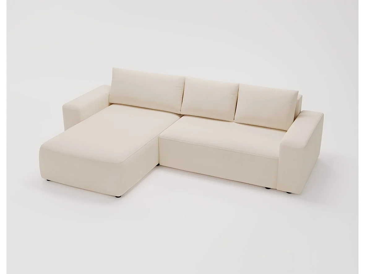 Emporius Aldo L Gauche Canapé d'angle Convertible avec Coffre de Rangement - Canapé 3 Places 250x165 cm, Canapé Lit Beige (Komodo 11)
