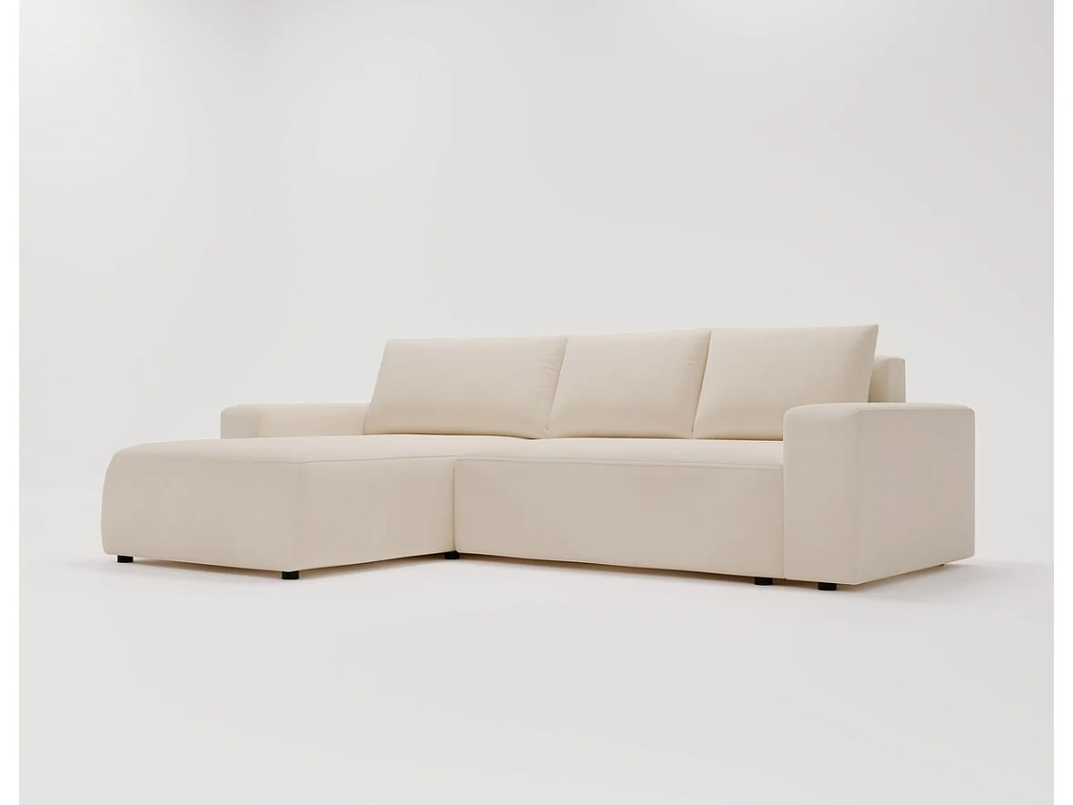 Emporius Aldo L Gauche Canapé d'angle Convertible avec Coffre de Rangement - Canapé 3 Places 250x165 cm, Canapé Lit Beige (Komodo 11)