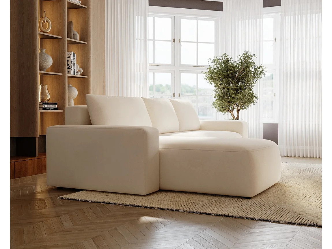 Emporius Aldo L Gauche Canapé d'angle Convertible avec Coffre de Rangement - Canapé 3 Places 250x165 cm, Canapé Lit Beige (Komodo 11)