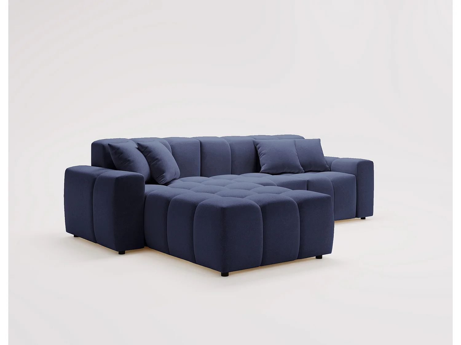 Emporius Napoli Gauche Canapé d'angle, Canapé  4 Places, Canapé d'angle 265x180 cm Bleu (Komodo 50)