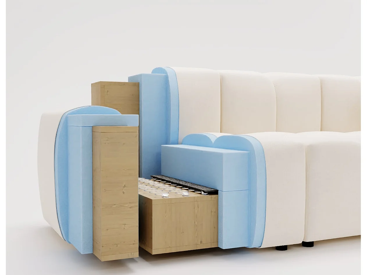 Emporius Napoli Gauche Canapé d'angle, Canapé  4 Places, Canapé d'angle 265x180 cm Bleu (Komodo 50)