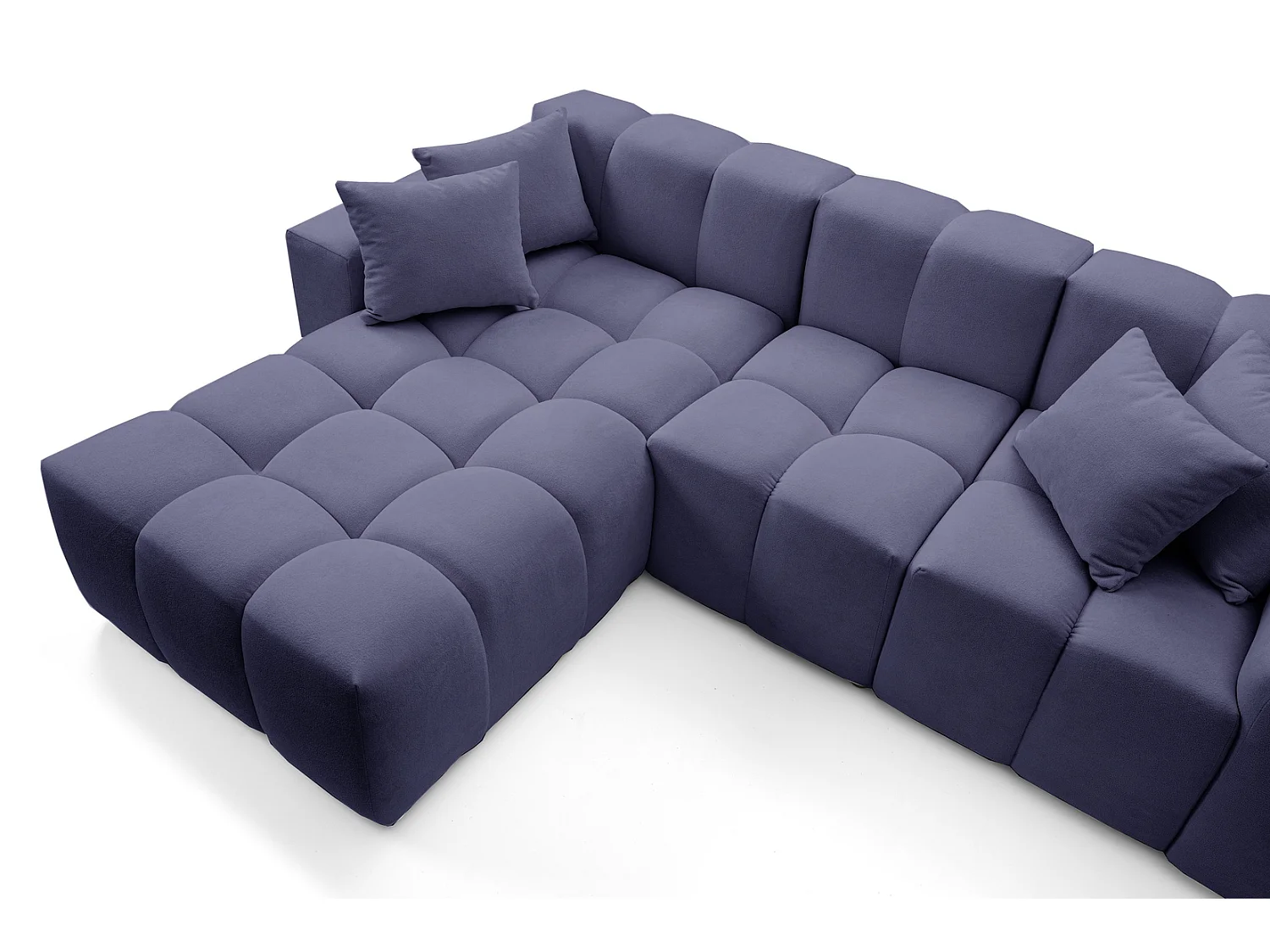 Emporius Napoli Gauche Canapé d'angle, Canapé  4 Places, Canapé d'angle 265x180 cm Bleu (Komodo 50)