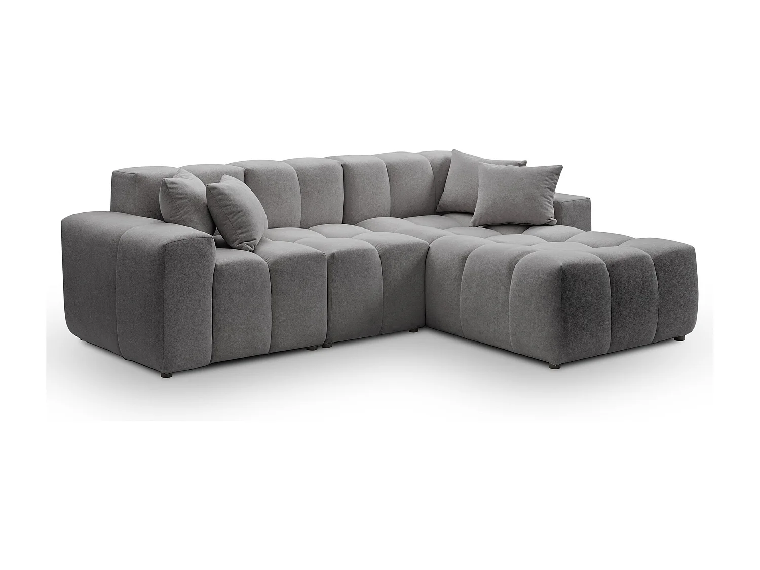 Emporius Napoli Droit Canapé d'angle, Canapé  4 Places, Canapé d'angle 265x180 cm Gris (Komodo 21)