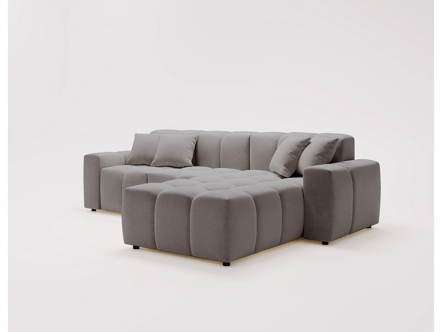 Emporius Napoli Droit Canapé d'angle, Canapé  4 Places, Canapé d'angle 265x180 cm Gris (Komodo 21)