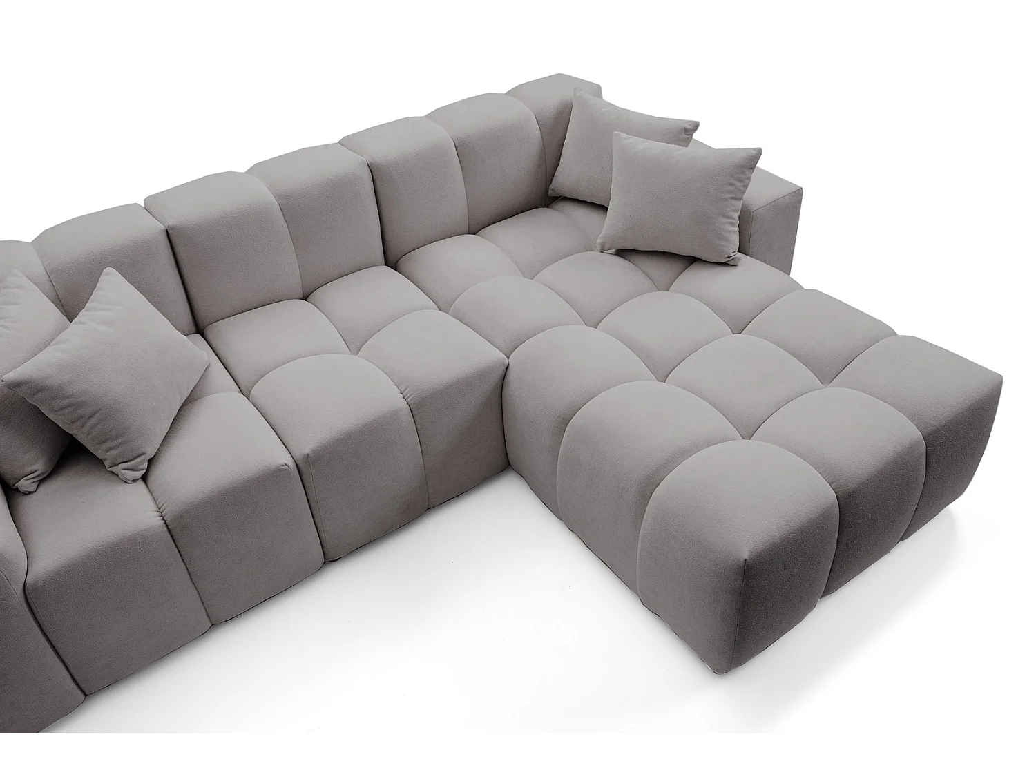 Hoekbank Napoli 265x180 cm, sofa, woonkamerbank, rechts, grijs