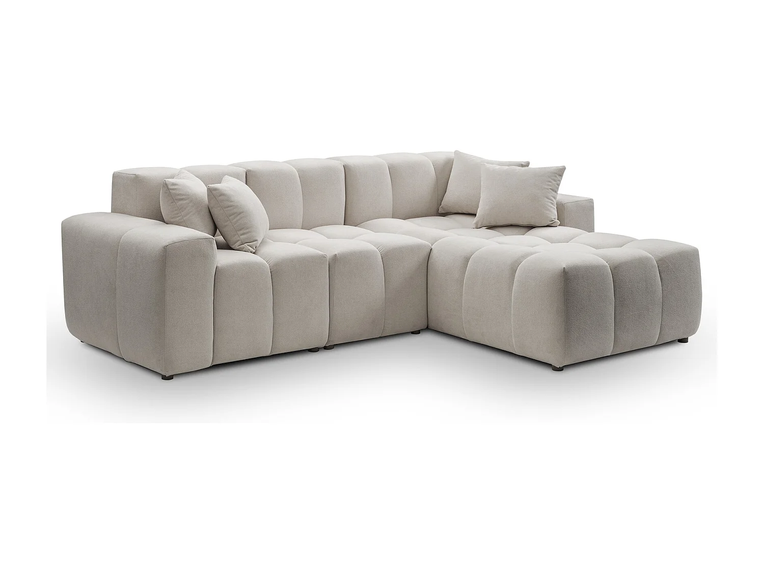 Emporius Napoli Droit Canapé d'angle, Canapé  4 Places, Canapé d'angle 265x180 cm Gris clair (Komodo 20)