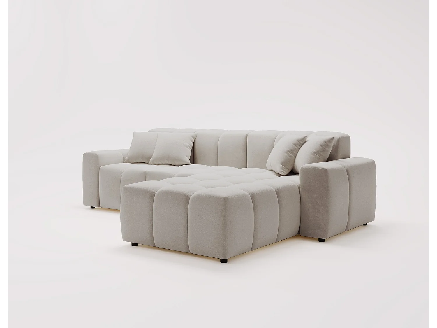 Emporius Napoli Droit Canapé d'angle, Canapé  4 Places, Canapé d'angle 265x180 cm Gris clair (Komodo 20)