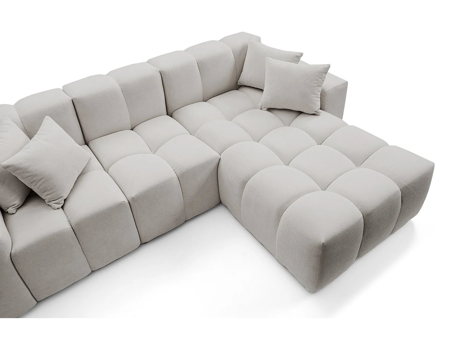 Hoekbank Napoli 265x180 cm, sofa, woonkamerbank, rechts, lichtgrijs