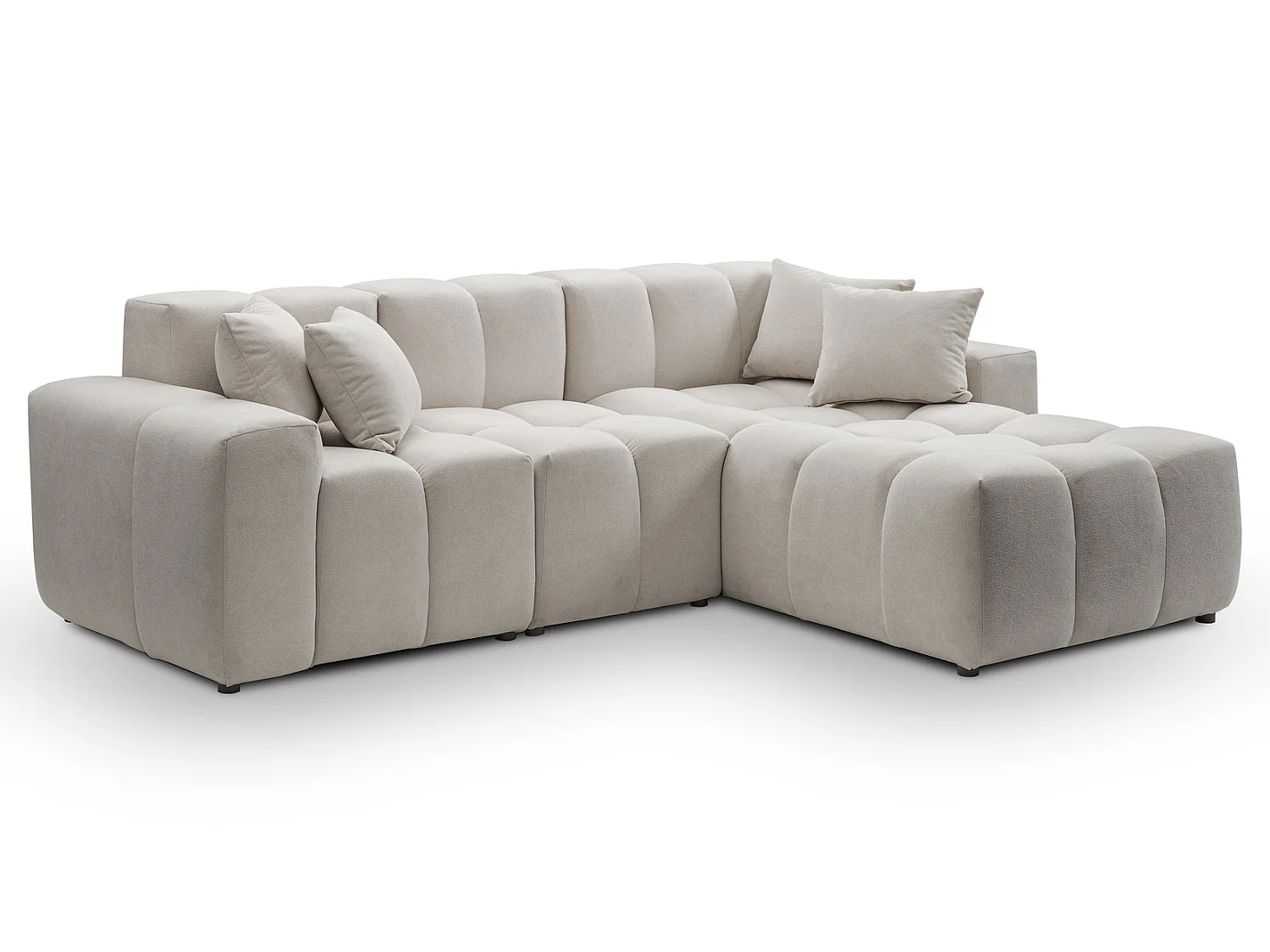 Hoekbank Napoli 265x180 cm, sofa, woonkamerbank, rechts, lichtgrijs