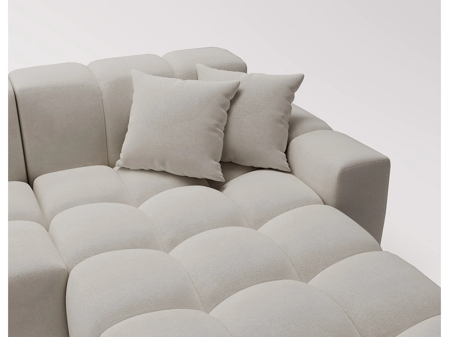 Hoekbank Napoli 265x180 cm, sofa, woonkamerbank, rechts, lichtgrijs