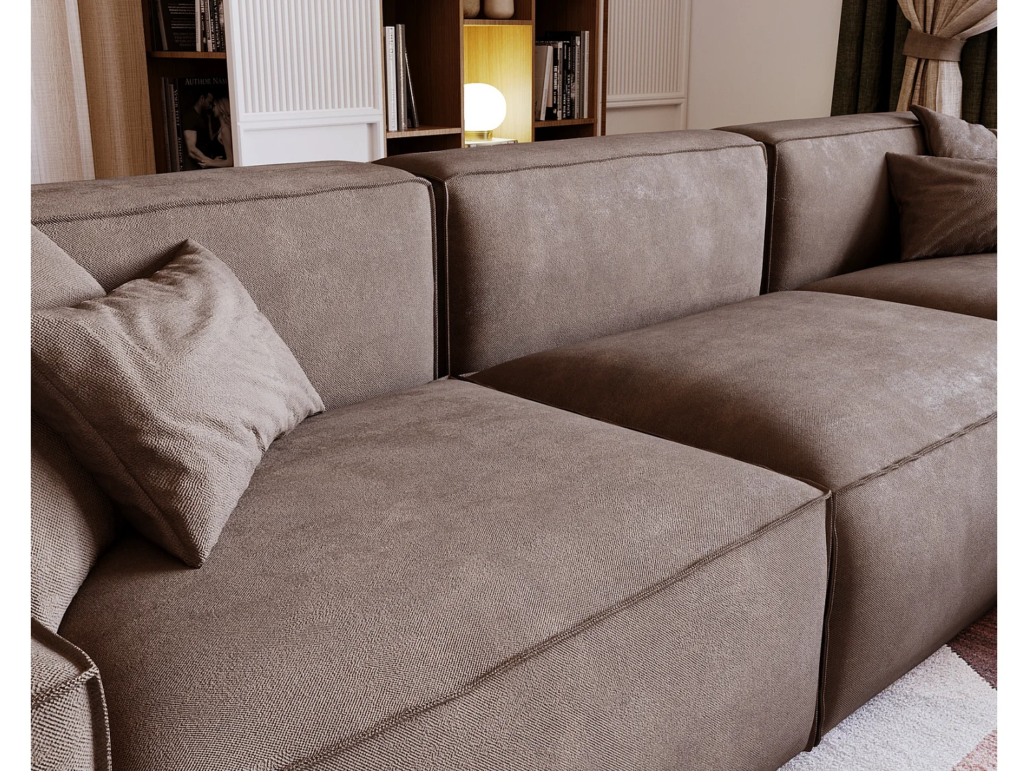 Emporius Figo rechts Hoekbank 265x180 cm, hoekbank in L-vorm, bank voor woonkamer bruin (Whisper 5)