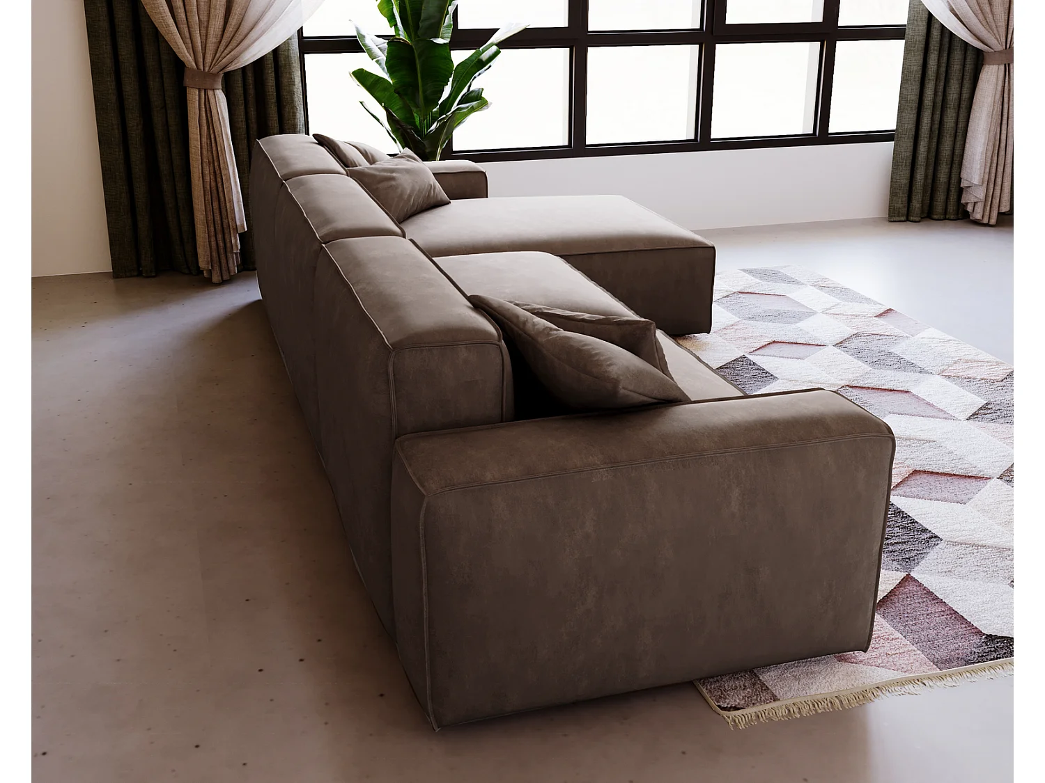 Emporius Figo rechts Hoekbank 265x180 cm, hoekbank in L-vorm, bank voor woonkamer bruin (Whisper 5)