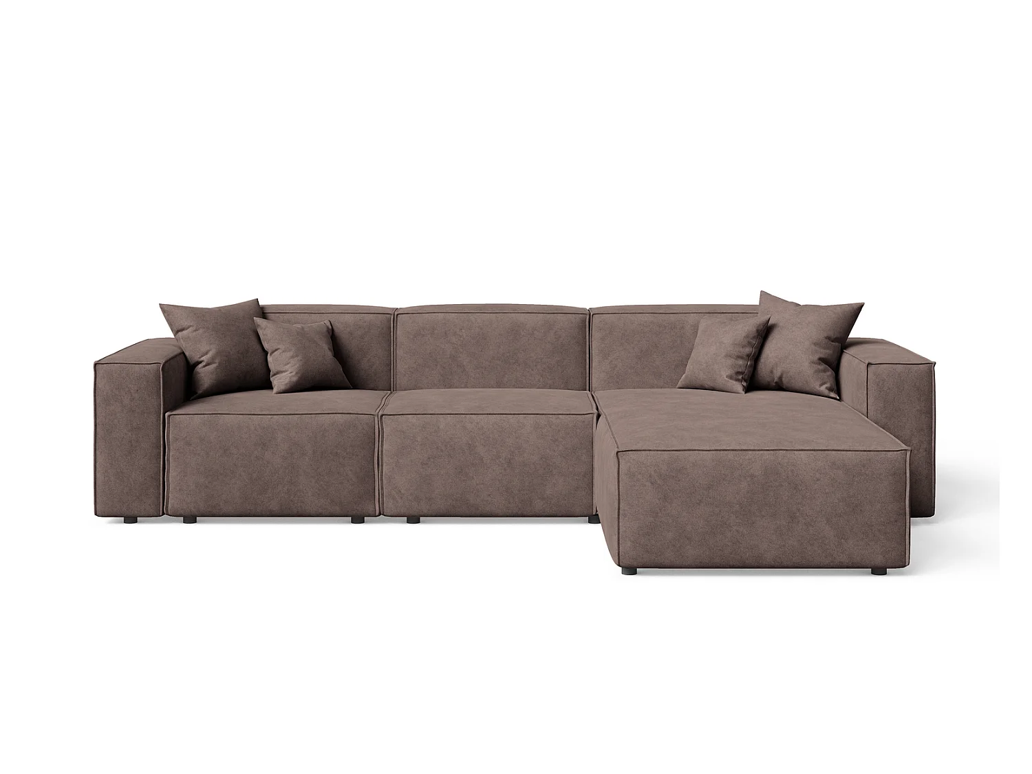 Canapé d'angle Figo, 265x180 cm, design moderne, droit, brun