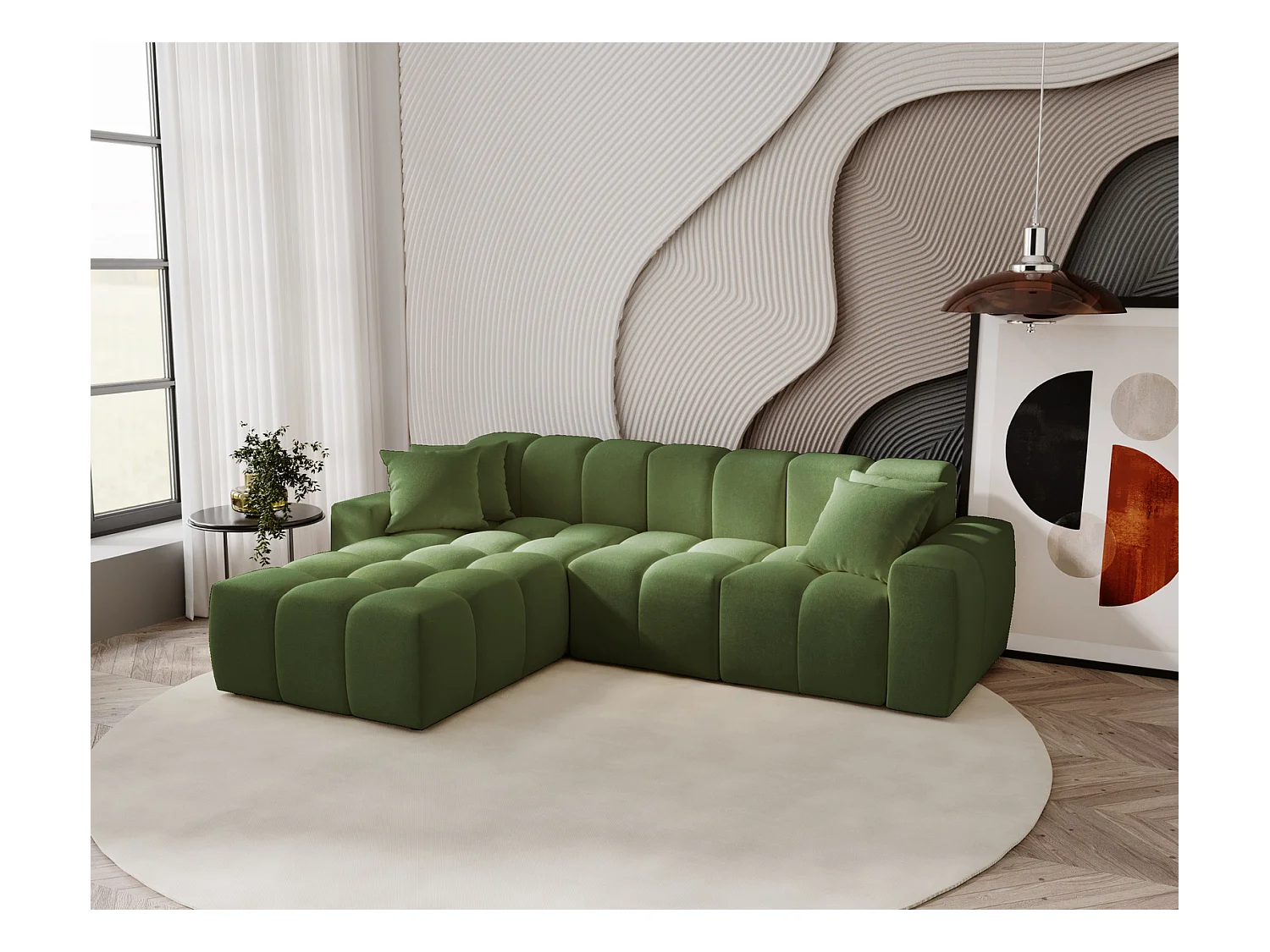 Emporius Napoli Gauche Canapé d'angle, Canapé  4 Places, Canapé d'angle 265x180 cm Vert (Komodo 61)