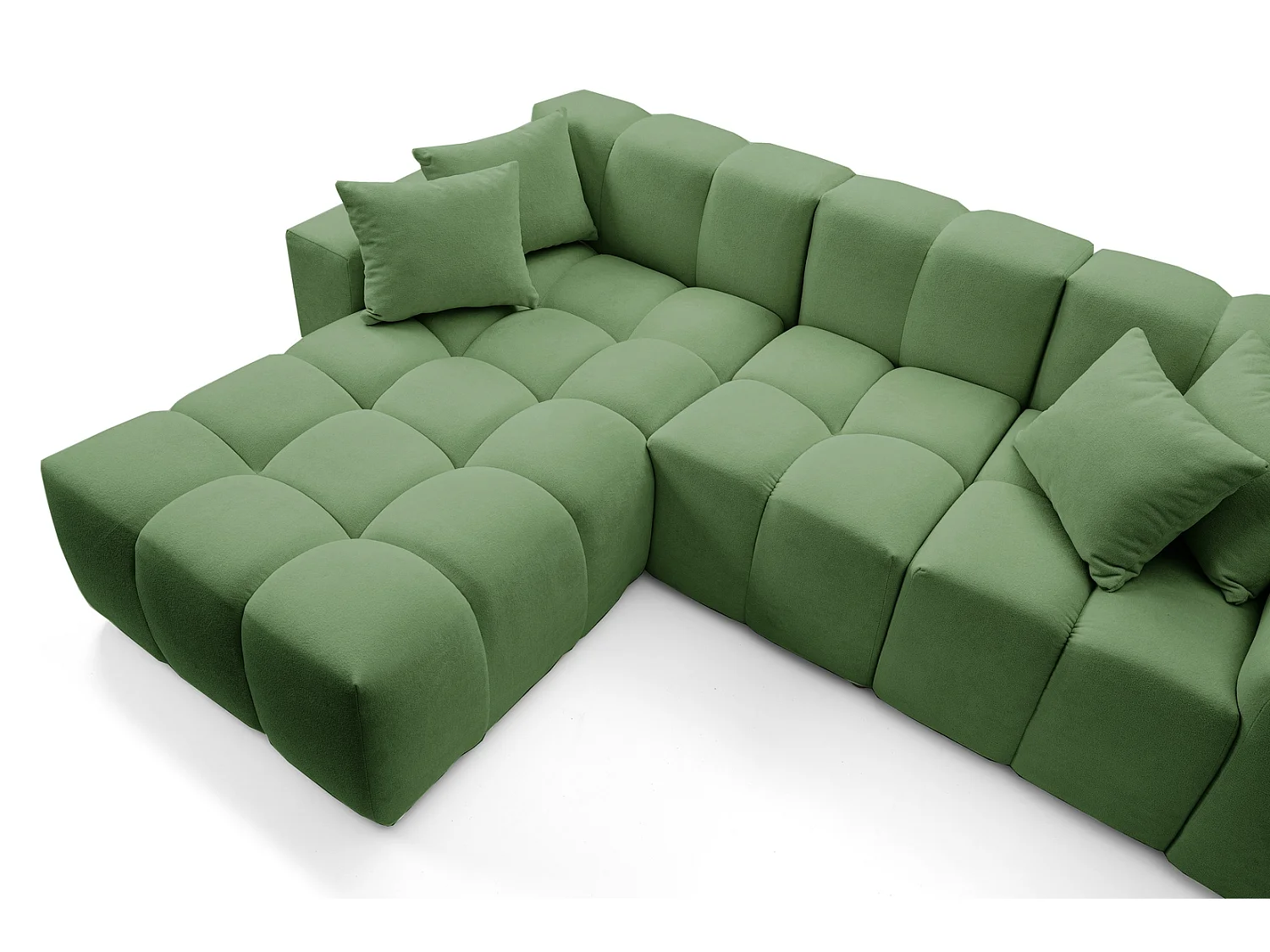 Hoekbank Napoli 265x180 cm, sofa, woonkamerbank, links, groen