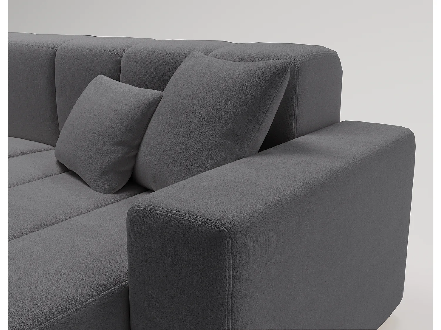 Emporius Miral narożnik w kształcie L - sofa do salonu bez funkcji spania i bez pojemnika - nowoczesny styl, prawostronny, tkanina aksamitna, szary (Komodo 21)