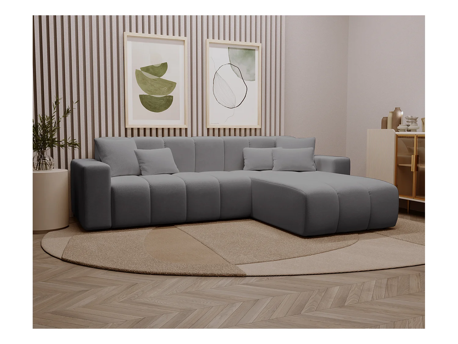 Emporius Miral rechts Hoekbank in L-vorm - sofa 265 cm, woonkamerbank, hoekbank grijs (Komodo 21)