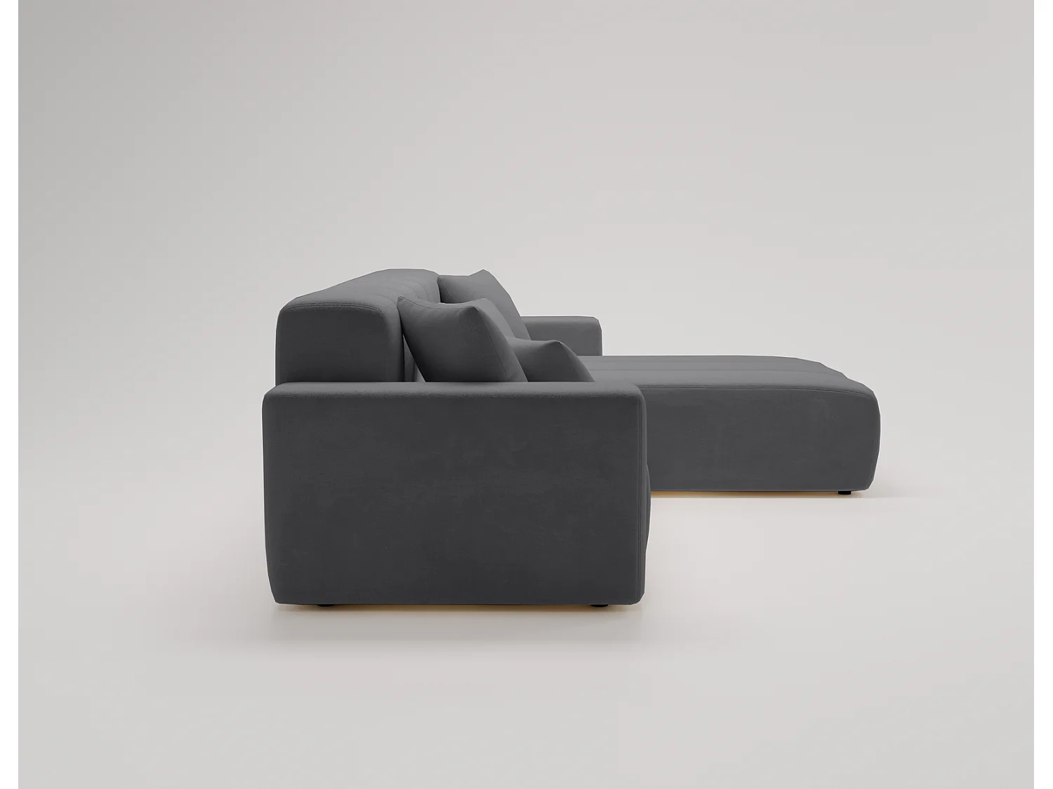 Emporius Miral narożnik w kształcie L - sofa do salonu bez funkcji spania i bez pojemnika - nowoczesny styl, prawostronny, tkanina aksamitna, szary (Komodo 21)