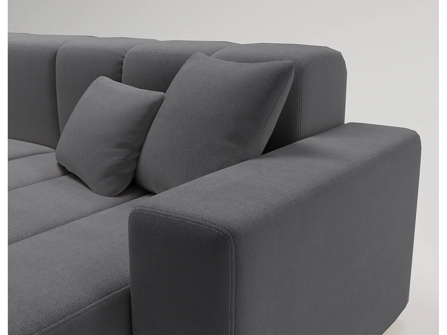 Emporius Miral narożnik w kształcie L - sofa do salonu bez funkcji spania i bez pojemnika - nowoczesny styl, prawostronny, tkanina aksamitna, szary (Komodo 21)