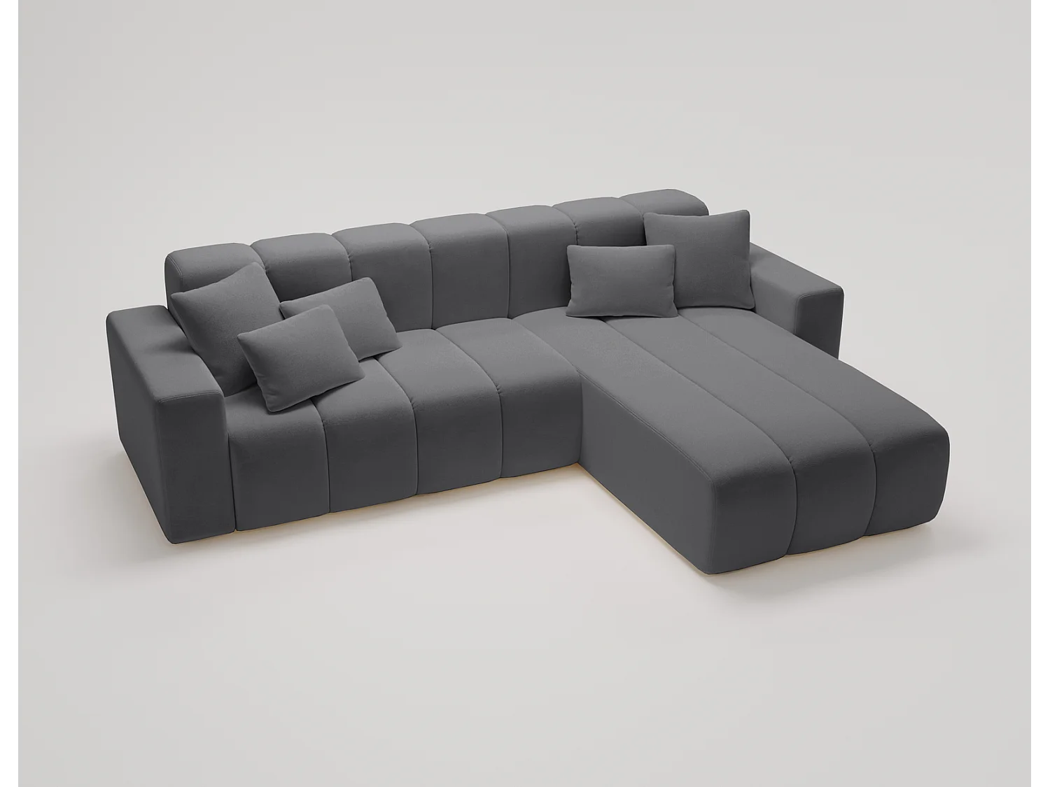 Emporius Miral narożnik w kształcie L - sofa do salonu bez funkcji spania i bez pojemnika - nowoczesny styl, prawostronny, tkanina aksamitna, szary (Komodo 21)