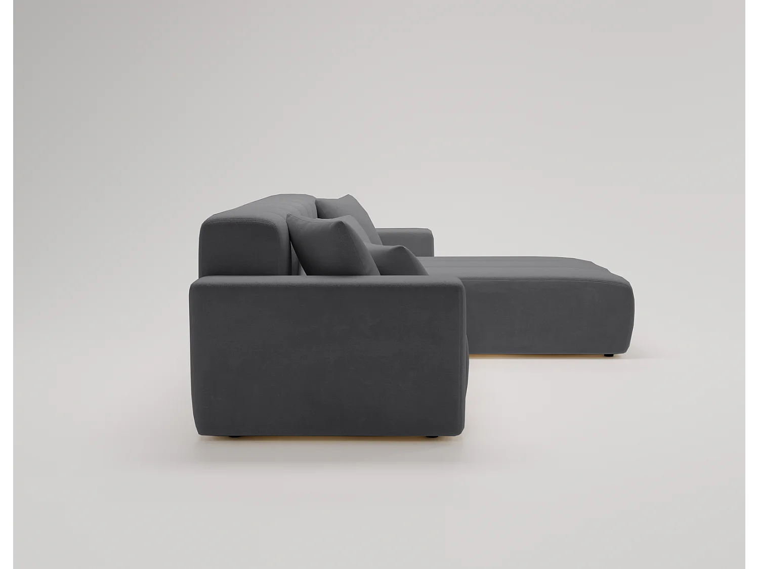 Emporius Miral narożnik w kształcie L - sofa do salonu bez funkcji spania i bez pojemnika - nowoczesny styl, prawostronny, tkanina aksamitna, szary (Komodo 21)