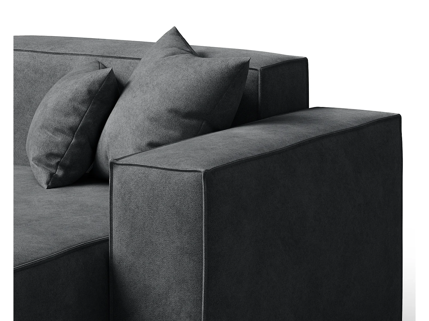 Canapé d'angle Figo, 265x180 cm, design moderne, droit, gris foncé