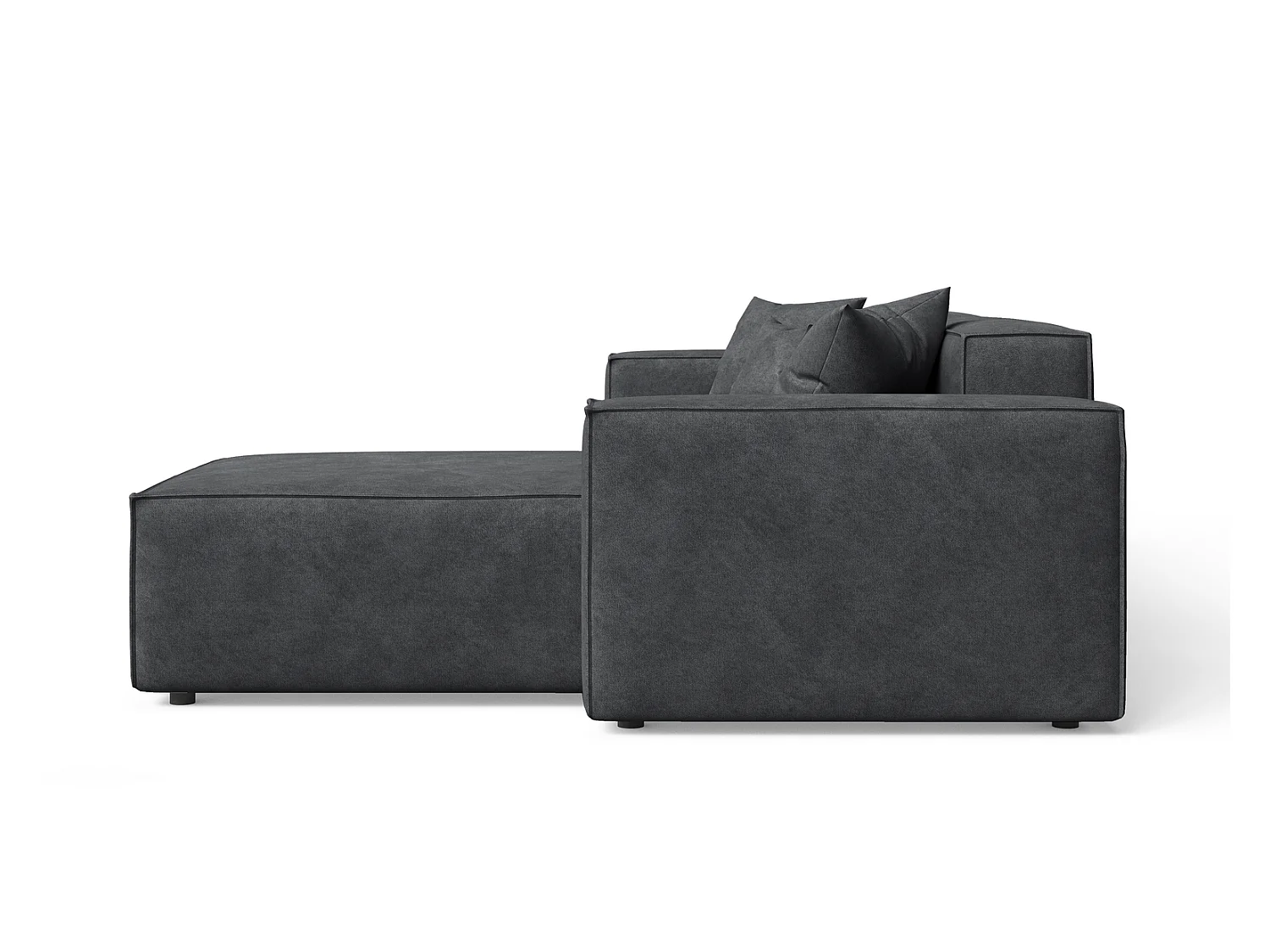 Canapé d'angle Figo, 265x180 cm, design moderne, droit, gris foncé
