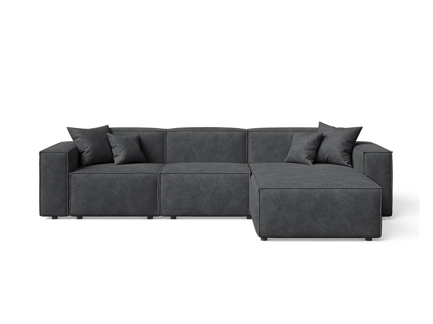 Canapé d'angle Figo, 265x180 cm, design moderne, droit, gris foncé