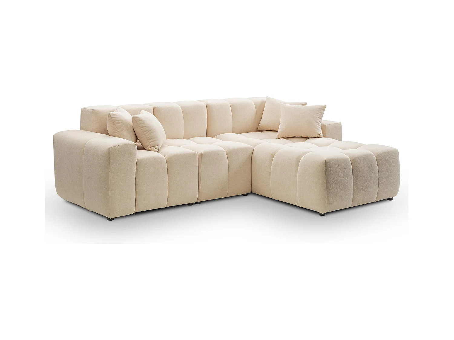 Emporius Napoli Droit Canapé d'angle, Canapé  4 Places, Canapé d'angle 265x180 cm Beige (Komodo 11)