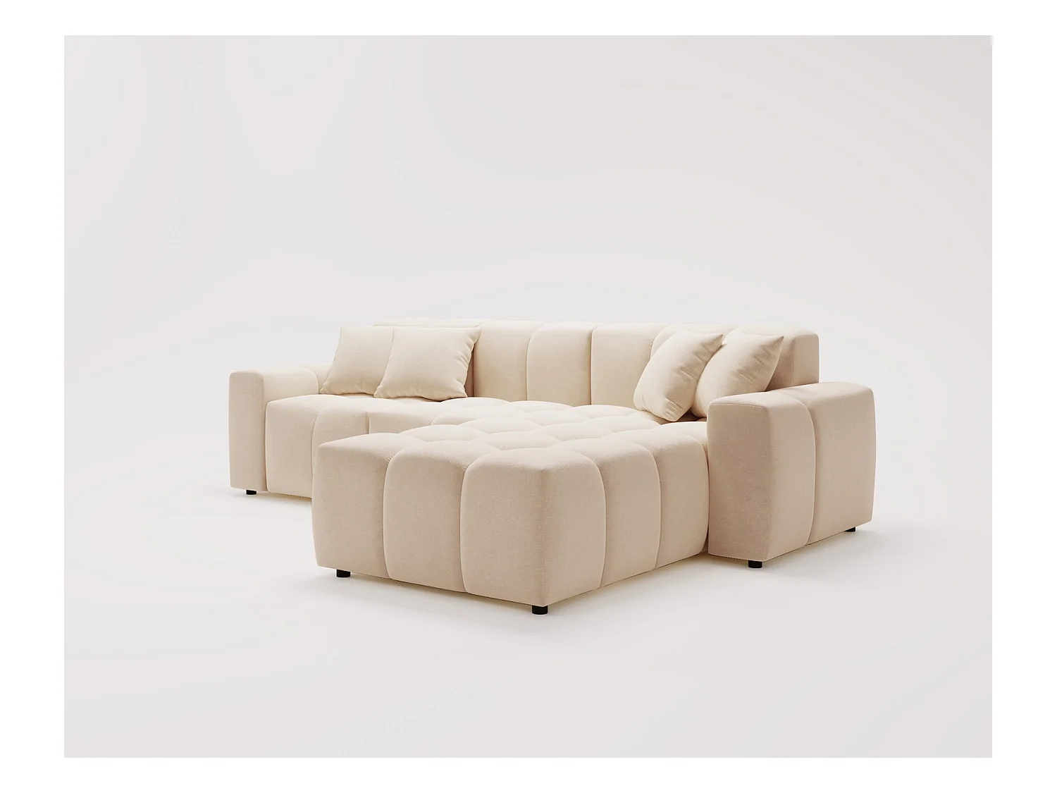 Emporius Napoli Droit Canapé d'angle, Canapé  4 Places, Canapé d'angle 265x180 cm Beige (Komodo 11)