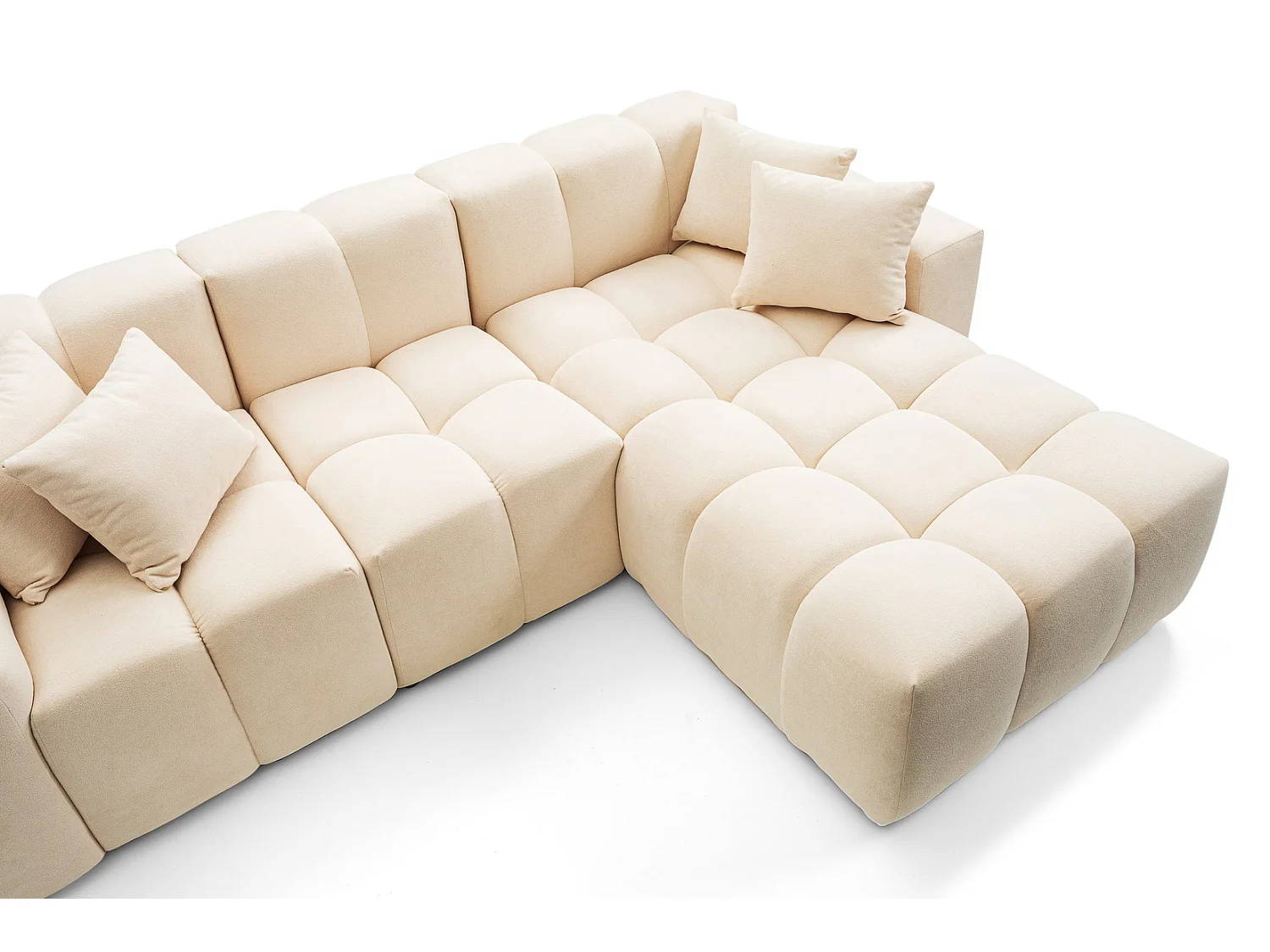 Emporius Napoli Droit Canapé d'angle, Canapé  4 Places, Canapé d'angle 265x180 cm Beige (Komodo 11)