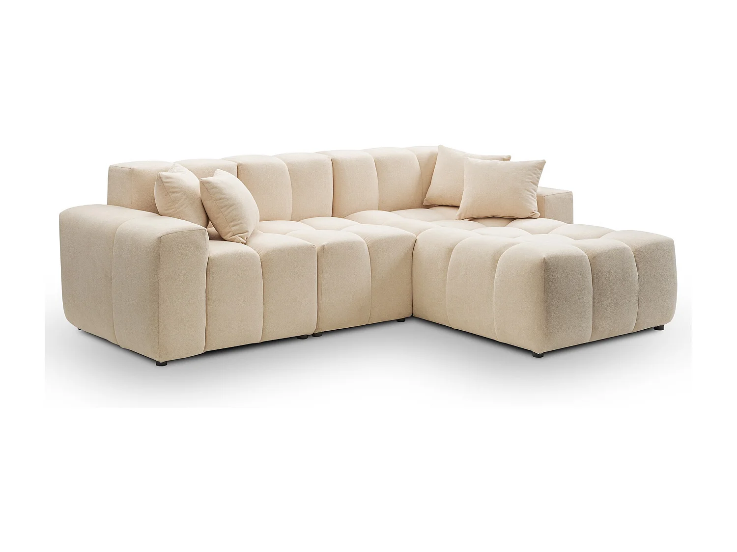 Emporius Napoli Droit Canapé d'angle, Canapé  4 Places, Canapé d'angle 265x180 cm Beige (Komodo 11)