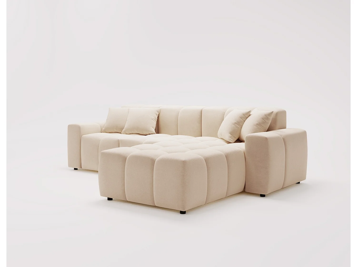 Emporius Napoli Droit Canapé d'angle, Canapé  4 Places, Canapé d'angle 265x180 cm Beige (Komodo 11)