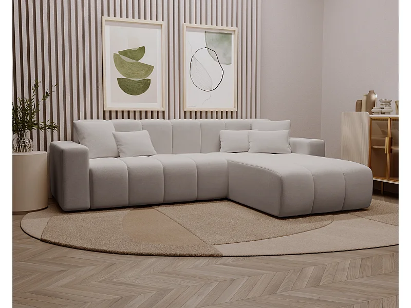 Emporius Miral Droit Canapé d'angle 265 cm - Sofa, Canapé  4 Places,  Canapé d'angle Gris clair (Komodo 20)