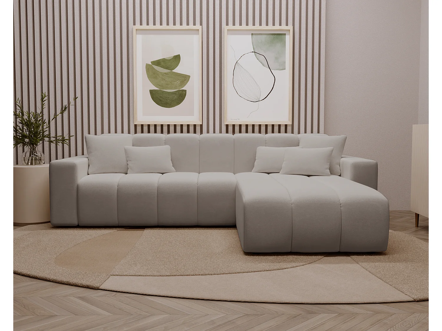 Emporius Miral rechts Hoekbank in L-vorm - sofa 265 cm, woonkamerbank, hoekbank lichtgrijs (Komodo 20)