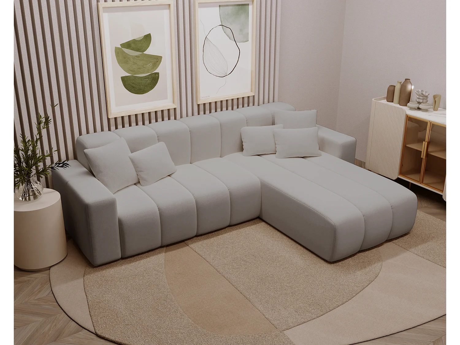 Emporius Miral rechts Hoekbank in L-vorm - sofa 265 cm, woonkamerbank, hoekbank lichtgrijs (Komodo 20)