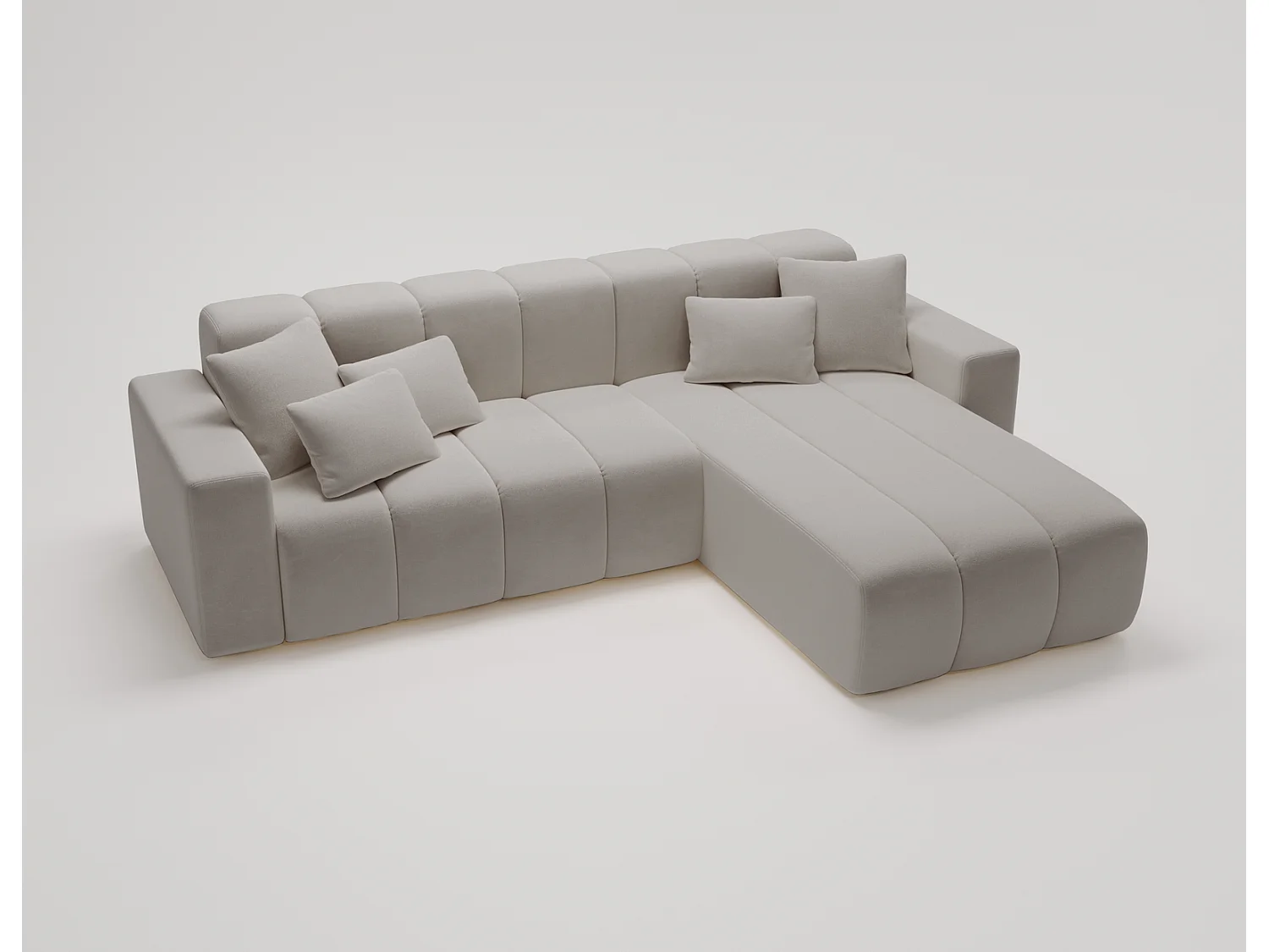 Emporius Miral rechts Hoekbank in L-vorm - sofa 265 cm, woonkamerbank, hoekbank lichtgrijs (Komodo 20)