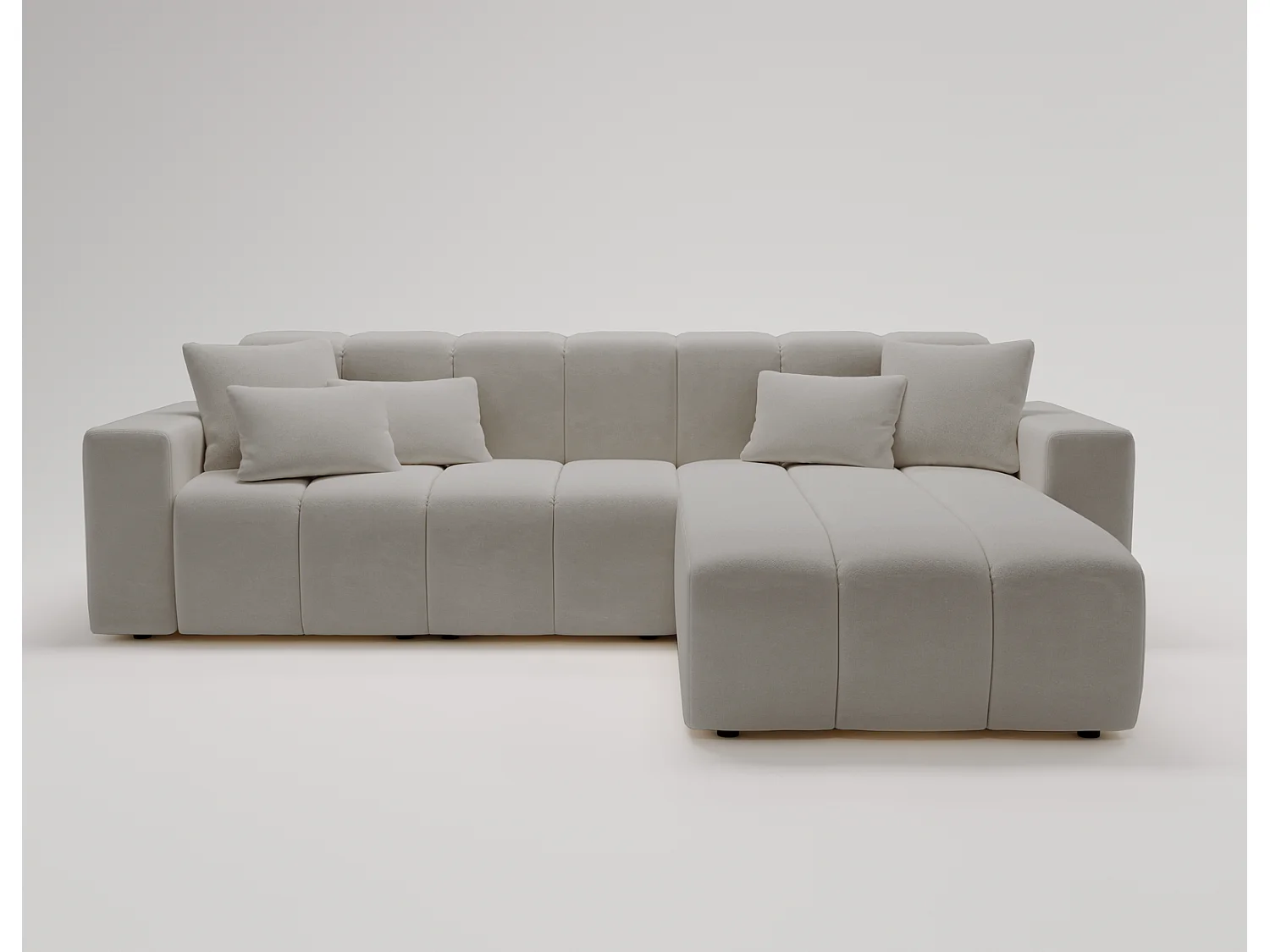 Emporius Miral rechts Hoekbank in L-vorm - sofa 265 cm, woonkamerbank, hoekbank lichtgrijs (Komodo 20)