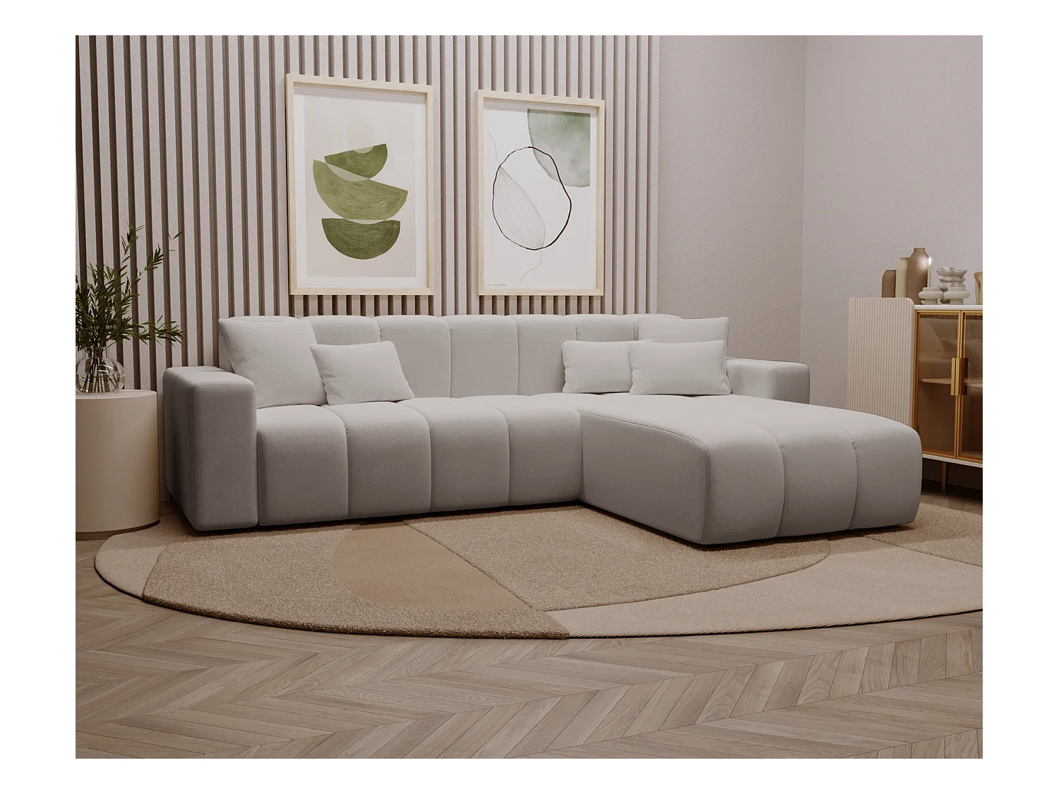 Emporius Miral Droit Canapé d'angle 265 cm - Sofa, Canapé  4 Places,  Canapé d'angle Gris clair (Komodo 20)