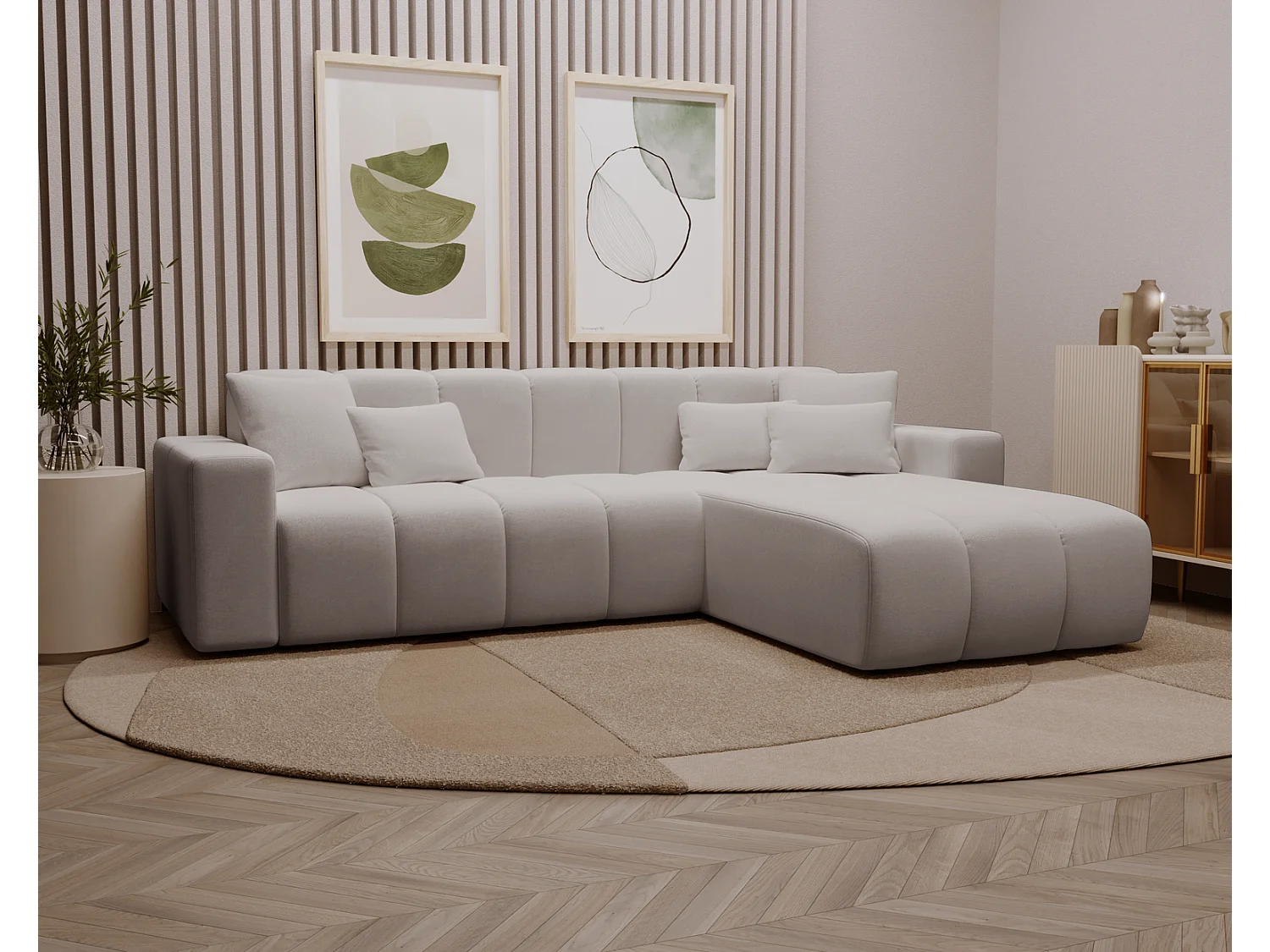 Emporius Miral rechts Hoekbank in L-vorm - sofa 265 cm, woonkamerbank, hoekbank lichtgrijs (Komodo 20)