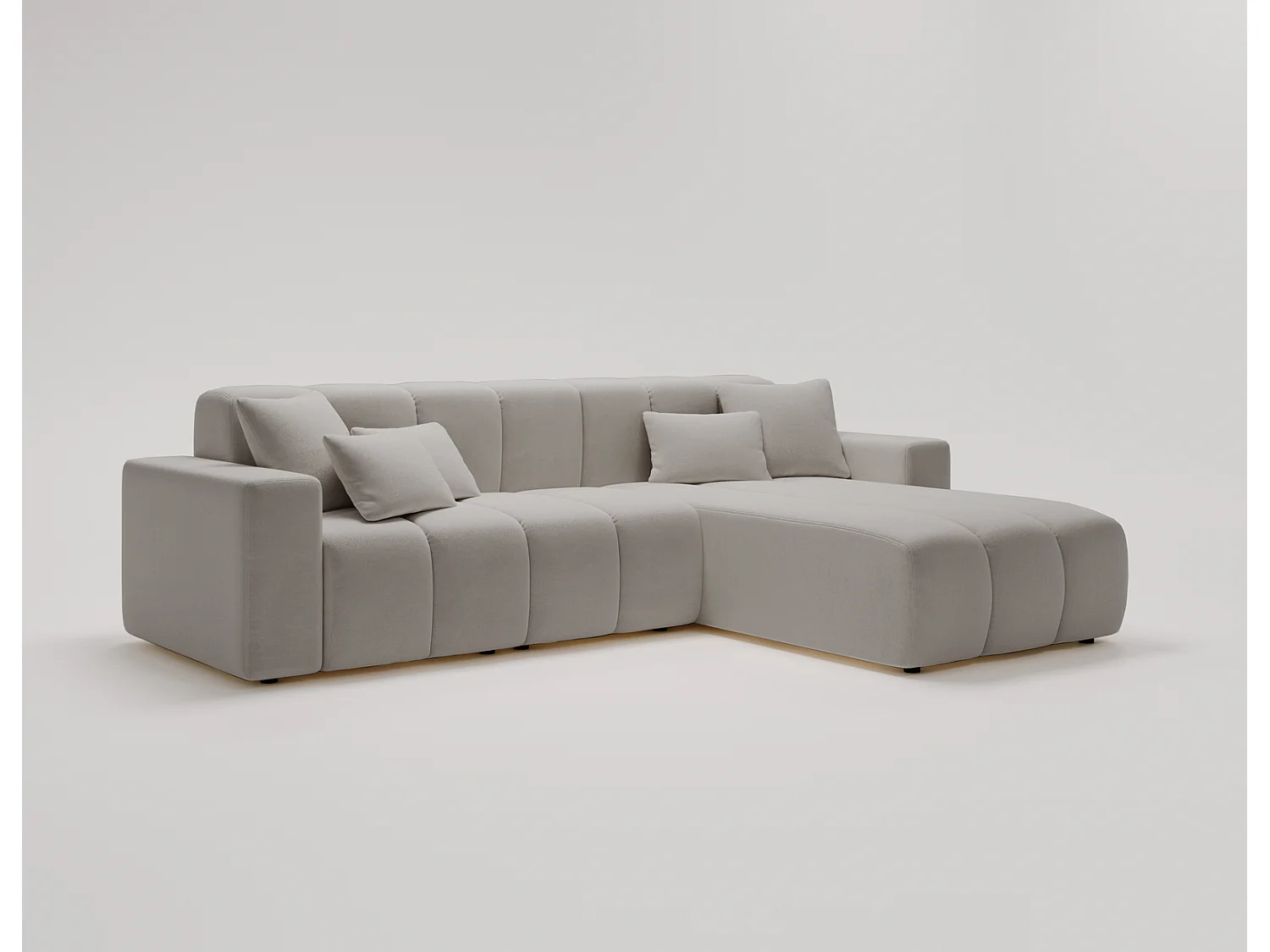 Emporius Miral rechts Hoekbank in L-vorm - sofa 265 cm, woonkamerbank, hoekbank lichtgrijs (Komodo 20)