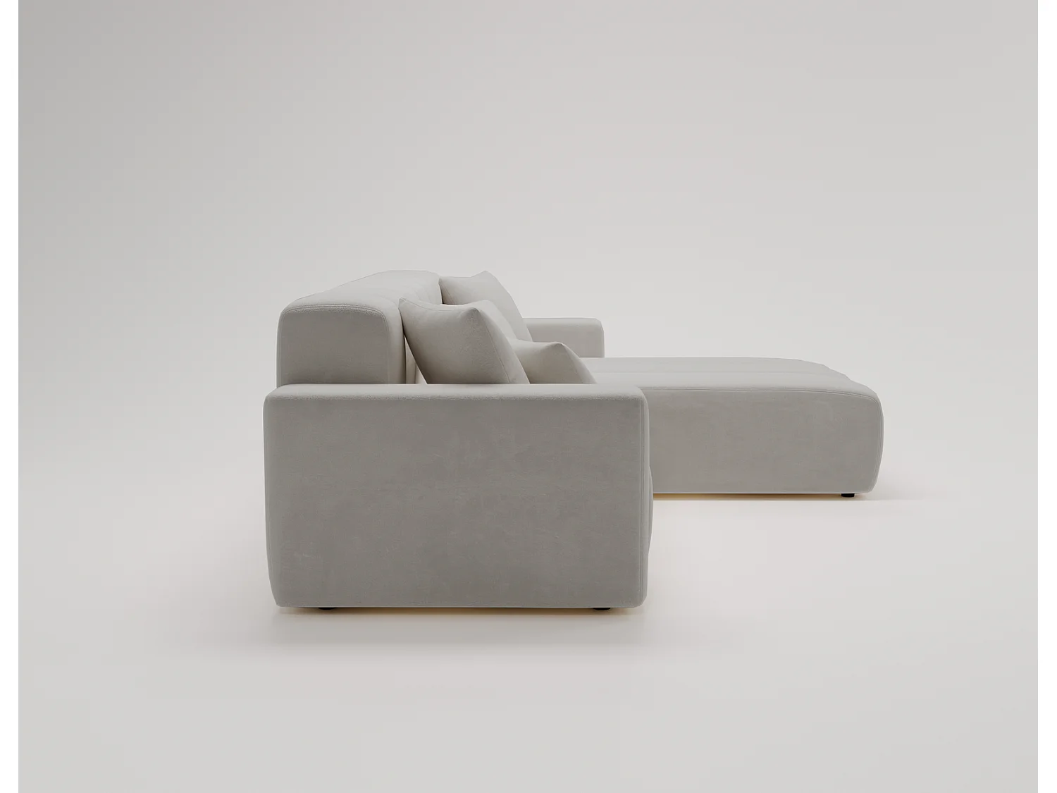 Emporius Miral rechts Hoekbank in L-vorm - sofa 265 cm, woonkamerbank, hoekbank lichtgrijs (Komodo 20)